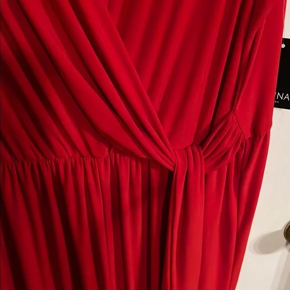 Vibrant Red Wrap Jumpsuit with Flowing Silhouette - Picture 3 of 9